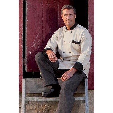 Nathan Caleb Newport Chef Coat 10 Buttons in Stone/Black Trim Medium NA141409